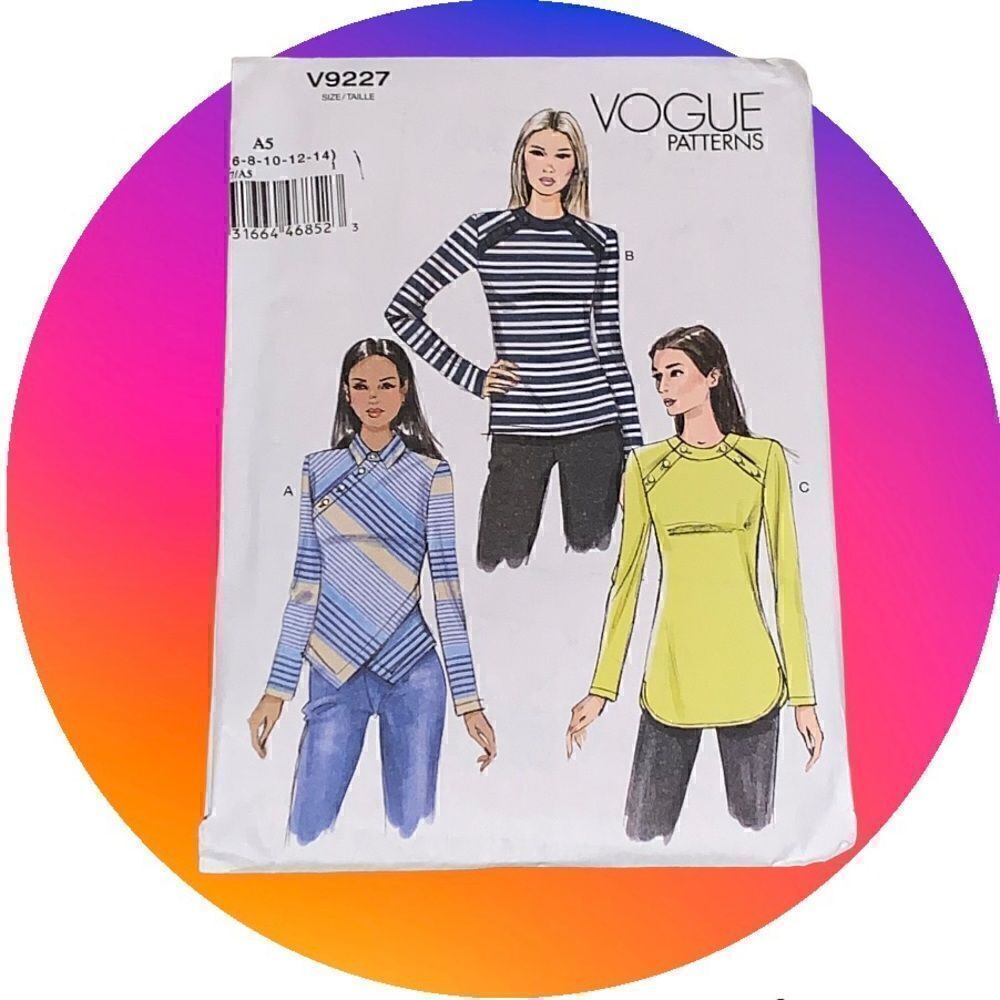 Vogue size 10 women's shirt sewing pattern